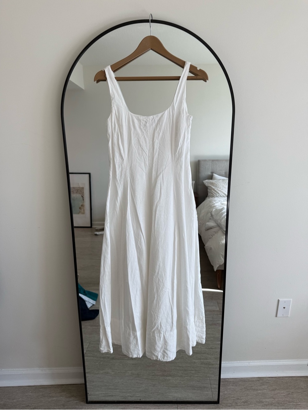 Gap Linen Blend Square Neck Midi Dress White Size S